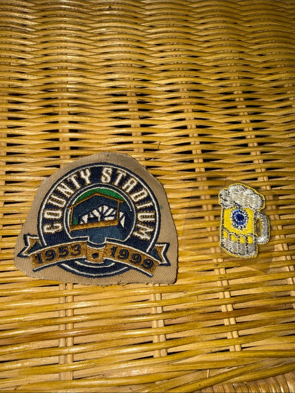 Vintage Patches County Stadium and Pabst Blue Ribbon